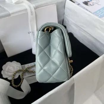 Chanel AS1787 Mini Flap Bag Lambskin Blue Gold