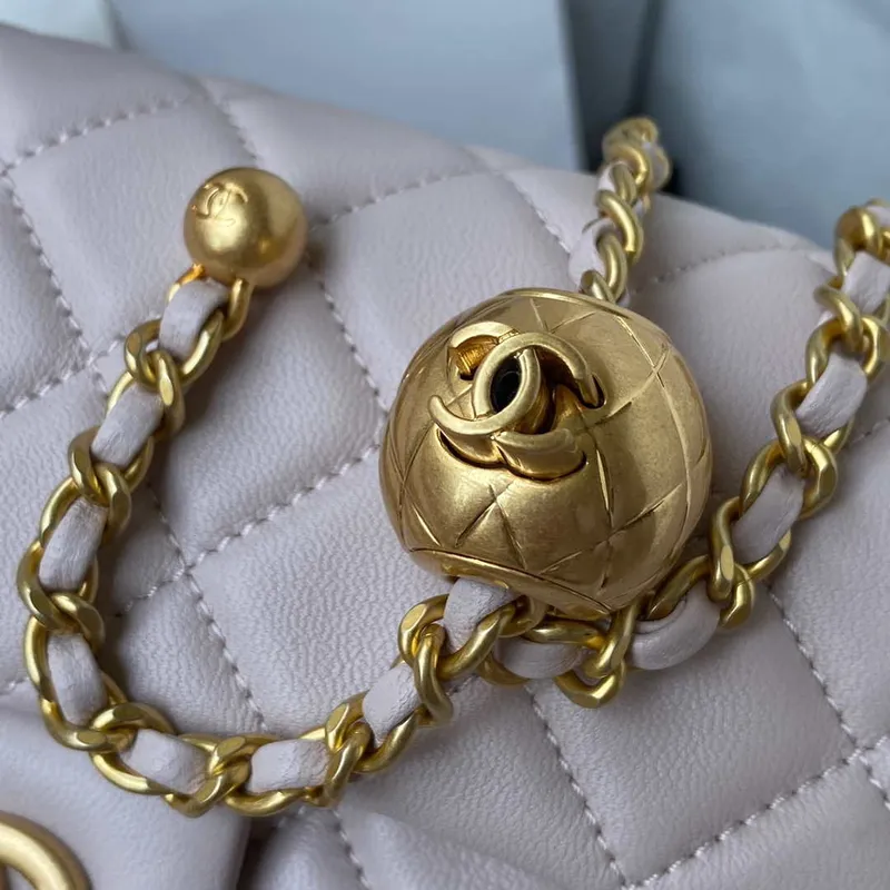 Chanel AS1787 Mini Flap Bag Lambskin Light Purple Gold