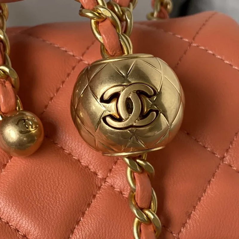 Chanel AS1787 Mini Flap Bag Lambskin Orange Gold