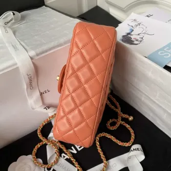 Chanel AS1787 Mini Flap Bag Lambskin Orange Gold
