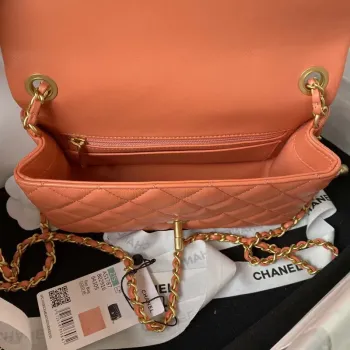 Chanel AS1787 Mini Flap Bag Lambskin Orange Gold