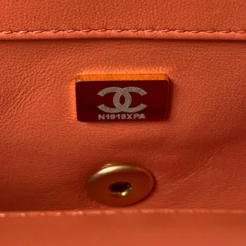 Chanel AS1787 Mini Flap Bag Lambskin Orange Gold