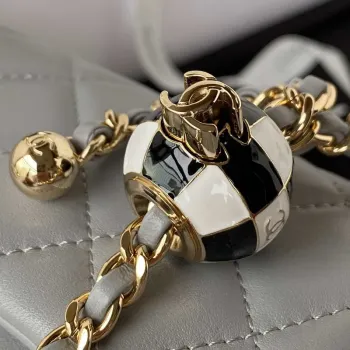 Chanel AS1787 Mini Flap Bag Football Lambskin Gray Gold