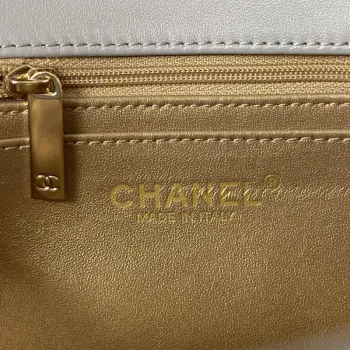 Chanel AS1787 Mini Flap Bag Football Lambskin Gray Gold