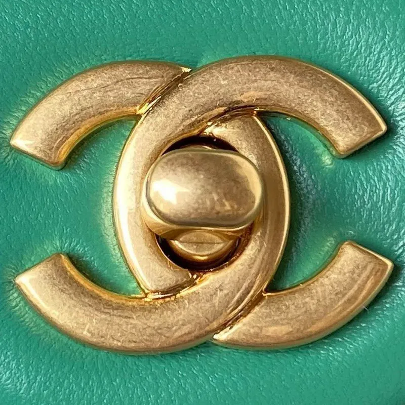 Chanel AS1787 Mini Flap Bag Lambskin Green Gold