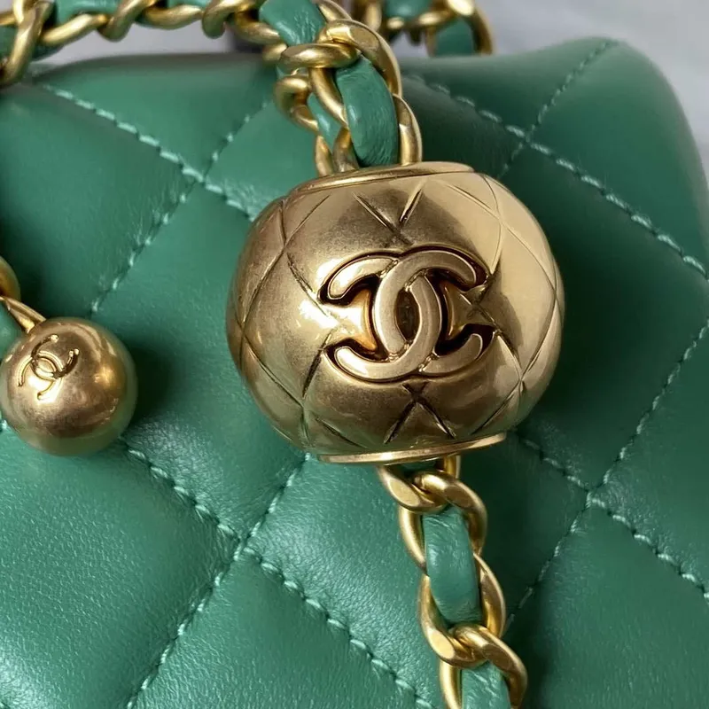 Chanel AS1787 Mini Flap Bag Lambskin Green Gold