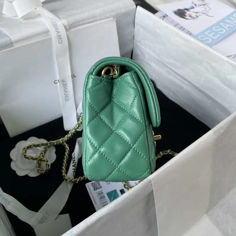 Chanel AS1787 Mini Flap Bag Lambskin Green Gold