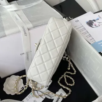 Chanel AS1787 Mini Flap Bag Football Lambskin White Gold