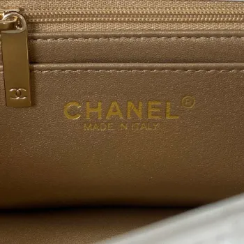 Chanel AS1787 Mini Flap Bag Football Lambskin White Gold