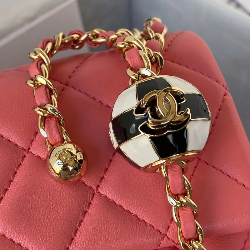 Chanel AS1787 Mini Flap Bag Football Lambskin Pink Gold