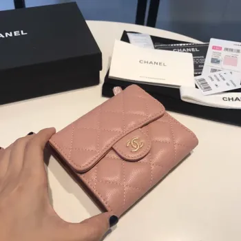Chanel AP0231 Classic Small FLAP Wallet Calfskin Pink Gold