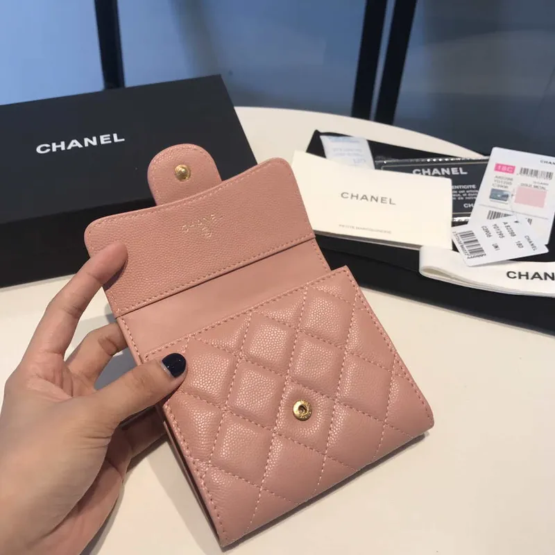 Chanel AP0231 Classic Small FLAP Wallet Calfskin Pink Gold