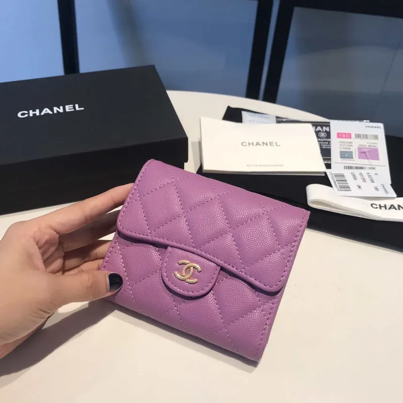 Chanel AP0231 Classic Small FLAP Wallet Calfskin Purple Gold