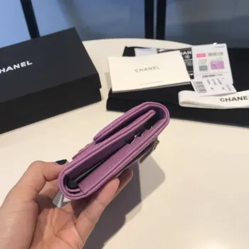 Chanel AP0231 Classic Small FLAP Wallet Calfskin Purple Gold