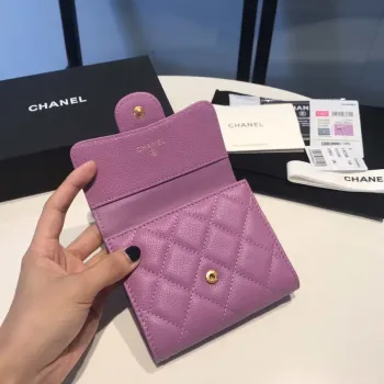 Chanel AP0231 Classic Small FLAP Wallet Calfskin Purple Gold