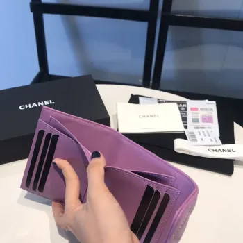 Chanel AP0231 Classic Small FLAP Wallet Calfskin Purple Gold