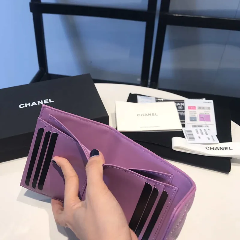 Chanel AP0231 Classic Small FLAP Wallet Calfskin Purple Gold