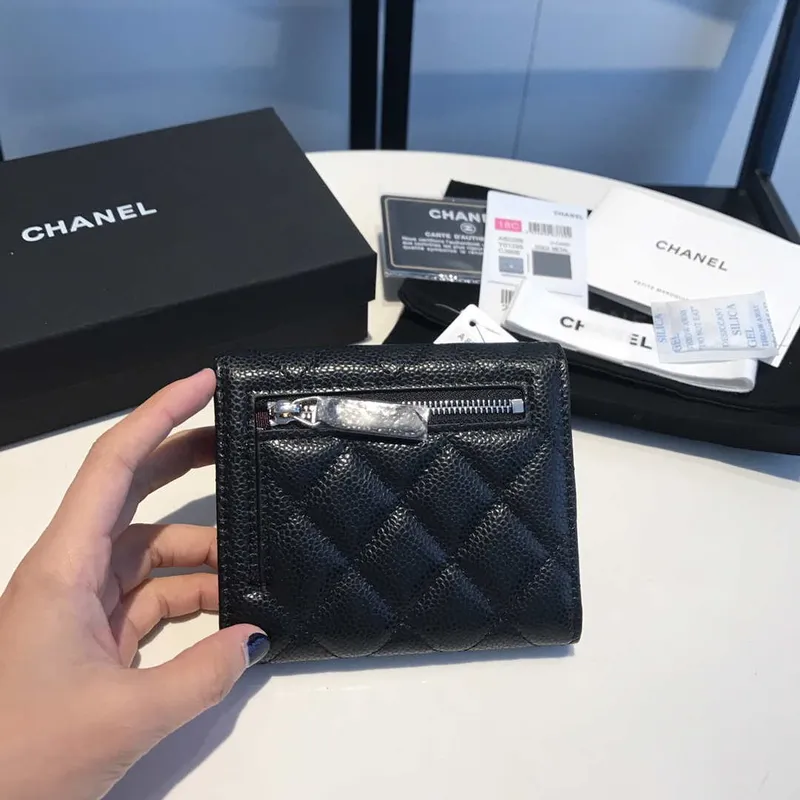 Chanel AP0231 Classic Small FLAP Wallet Calfskin Black Sliver