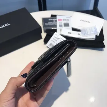 Chanel AP0231 Classic Small FLAP Wallet Calfskin Black Sliver