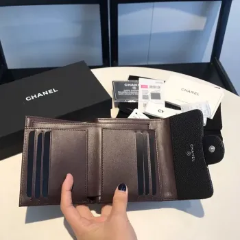 Chanel AP0231 Classic Small FLAP Wallet Calfskin Black Sliver
