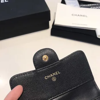 Chanel AP0231 Classic Small FLAP Wallet Calfskin Black Gold