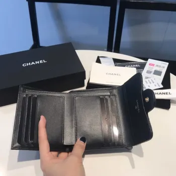 Chanel AP0231 Classic Small FLAP Wallet Calfskin Black Gold