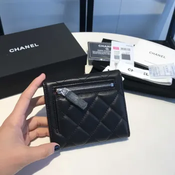 Chanel AP0231 Classic Small FLAP Wallet Lambskin Black Silver