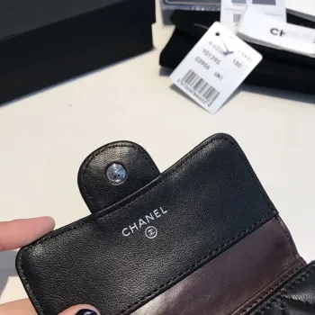 Chanel AP0231 Classic Small FLAP Wallet Lambskin Black Silver