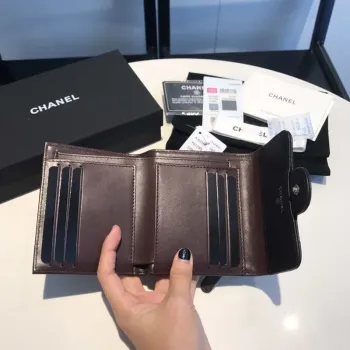 Chanel AP0231 Classic Small FLAP Wallet Lambskin Black Silver