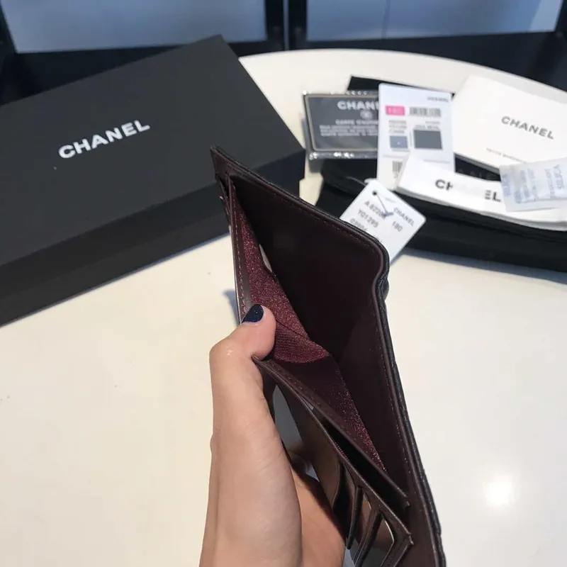 Chanel AP0231 Classic Small FLAP Wallet Lambskin Black Silver