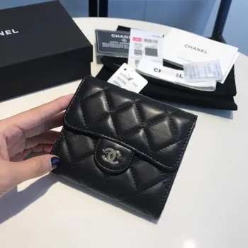 Chanel AP0231 Classic Small FLAP Wallet Lambskin Black Gold