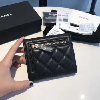 Chanel AP0231 Classic Small FLAP Wallet Lambskin Black Gold
