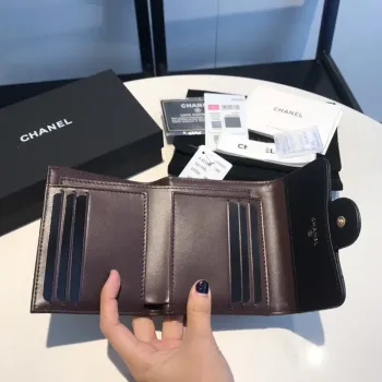 Chanel AP0231 Classic Small FLAP Wallet Lambskin Black Gold