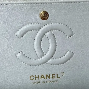 Chanel A01113 Flap Handbag Classic Bag Grained shiny Calfskin White Gold