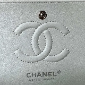 Chanel A01113 Flap Handbag Classic Bag Grained shiny Calfskin White Silver