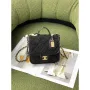 Chanel AS3652 Small Flap Bag with Top Handle Cotton & Wool Tweed & Gold Tone Metal Black