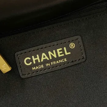 Chanel AS3652 Small Flap Bag with Top Handle Cotton & Wool Tweed & Gold Tone Metal Black