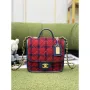 Chanel AS3652 Small Flap Bag with Top Handle Cotton & Wool Tweed & Gold Tone Metal Black and Red