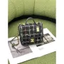 Chanel AS3652 Small Flap Bag with Top Handle Cotton & Wool Tweed & Gold Tone Metal Black and White