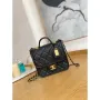 Chanel AS3652 Small Flap Bag with Top Handle Calfskin & Gold Tone Metal Black
