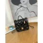 Chanel AS3652 Small Flap Bag with Top Handle Patent Calfskin & Gold Tone Metal Black