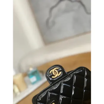 Chanel AS3652 Small Flap Bag with Top Handle Patent Calfskin & Gold Tone Metal Black