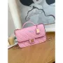 Chanel AS3653 Small Flap Bag with Top Handle Calfskin & Gold Tone Metal Pink