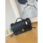 Chanel AS3653 Small Flap Bag with Top Handle Calfskin & Gold Tone Metal Black