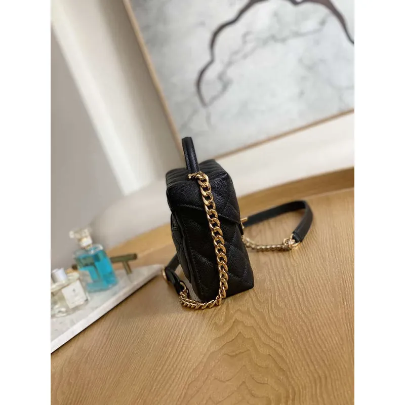 Chanel AS3729 Small Vanity Case Grained Calfskin & Gold Tone Metal Black