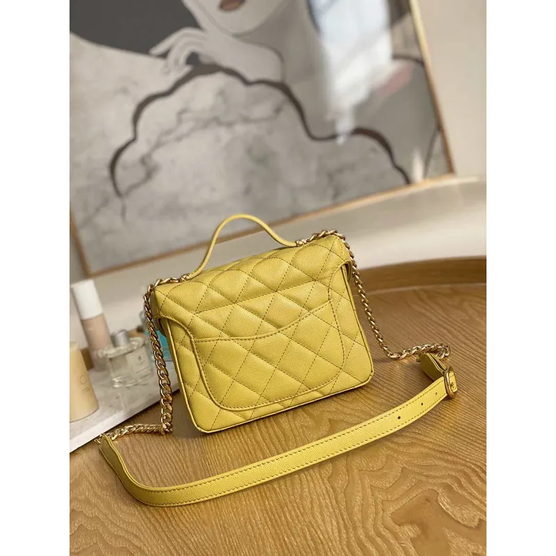 Chanel AS3729 Small Vanity Case Grained Calfskin & Gold Tone Metal Yellow