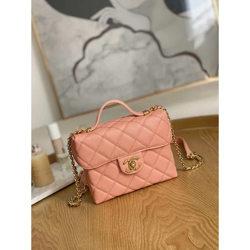 Chanel AS3729 Small Vanity Case Grained Calfskin & Gold Tone Metal Pink