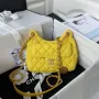Chanel AS3710 Small Hobo Handbag Velvet & Gold Tone Metal Yellow
