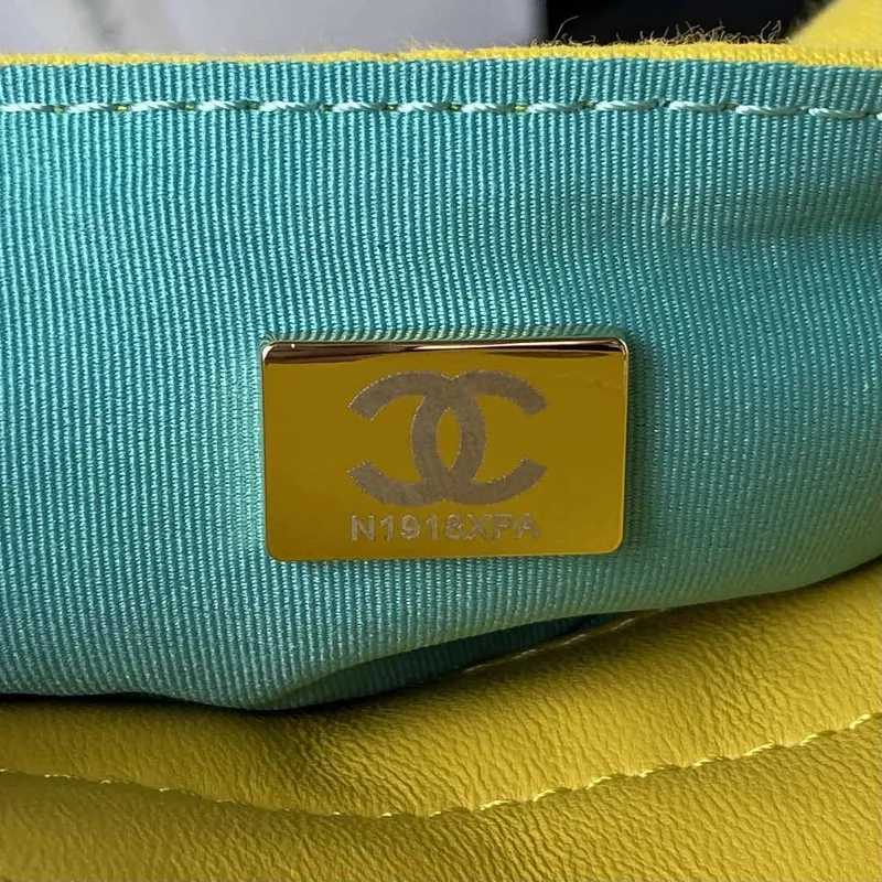 Chanel AS3710 Small Hobo Handbag Velvet & Gold Tone Metal Yellow