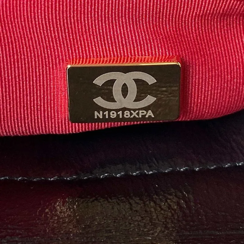 Chanel AS3710 Small Hobo Handbag Velvet & Gold Tone Metal Black